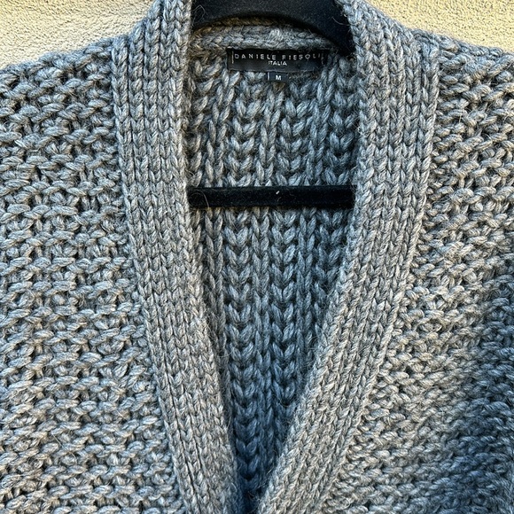 Daniele Fiesoli 🔥 Italy Chunky Knit Cardigan Sweater Gray Sz M Wool Alpaca - Picture 2 of 9